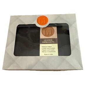 Leather Impressions Men's Wallet Black Genuine Leather Bi-fold New In Box India